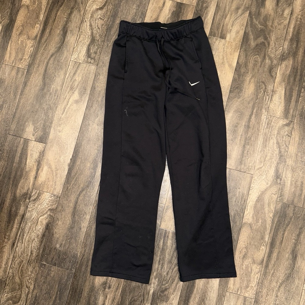 Nike Fleece-Lined Athletic Sweatpants Women's XS Straight-Fit Relaxed Black